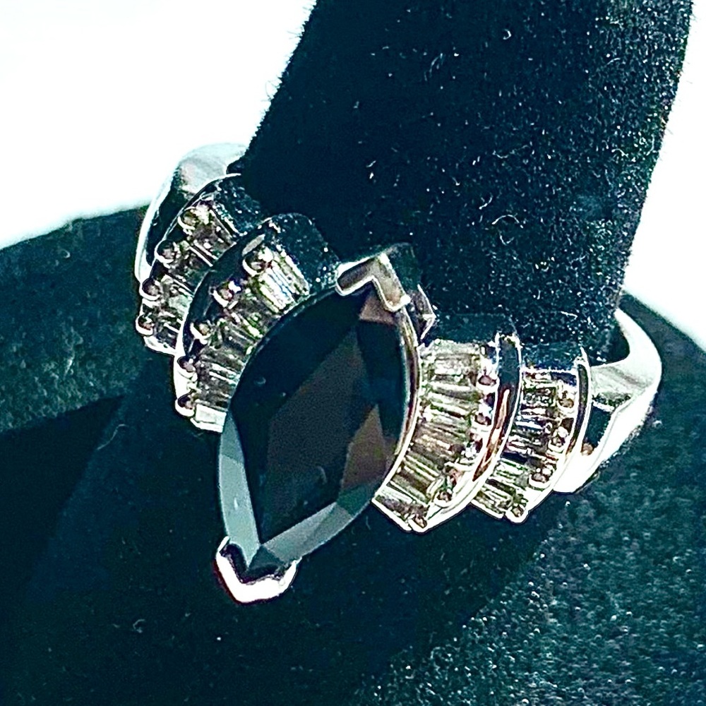 Diamond Sapphire/ Ring. 14k over SS - Picture 2 of 5
